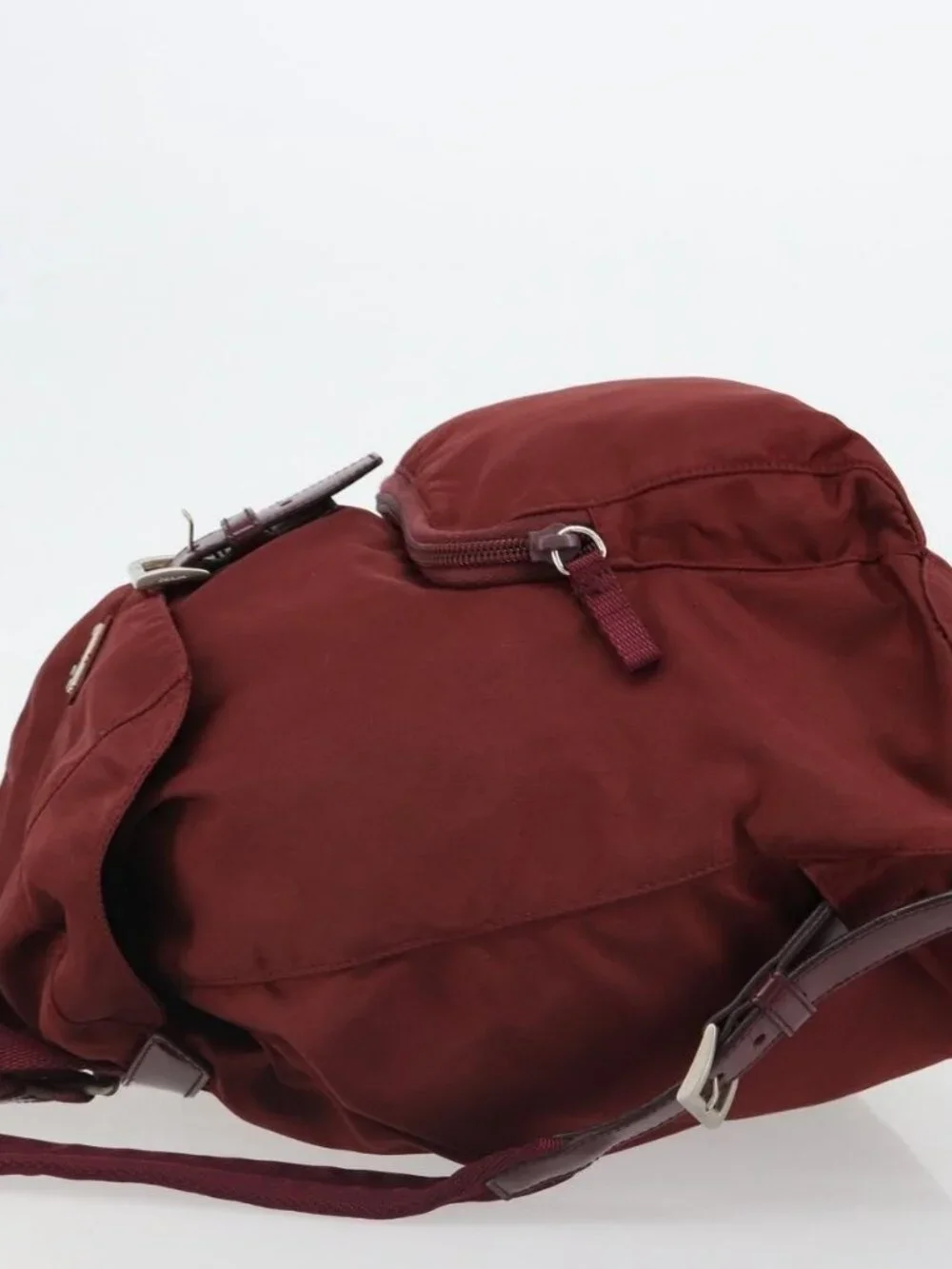 PRADA Backpack Nylon Red Silver Auth ti3983A